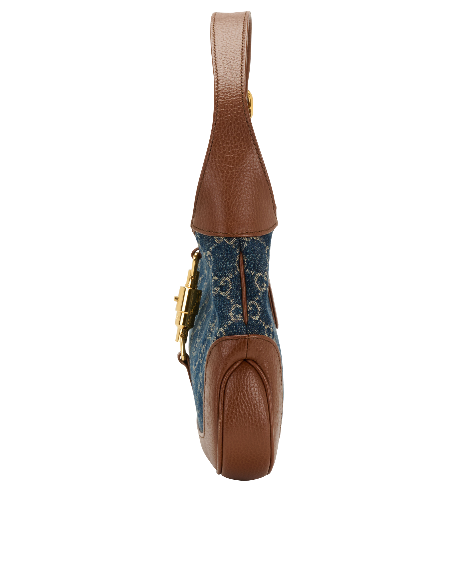 Medium Jackie 1961, &pound;895, Handbags, Brown, Denim/Leather, Bottom view